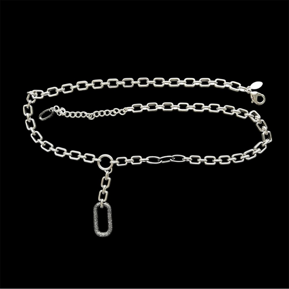Y2K 2000s Chain Link Belt with Sparkly Drop Charm, Chico's Small / Medium